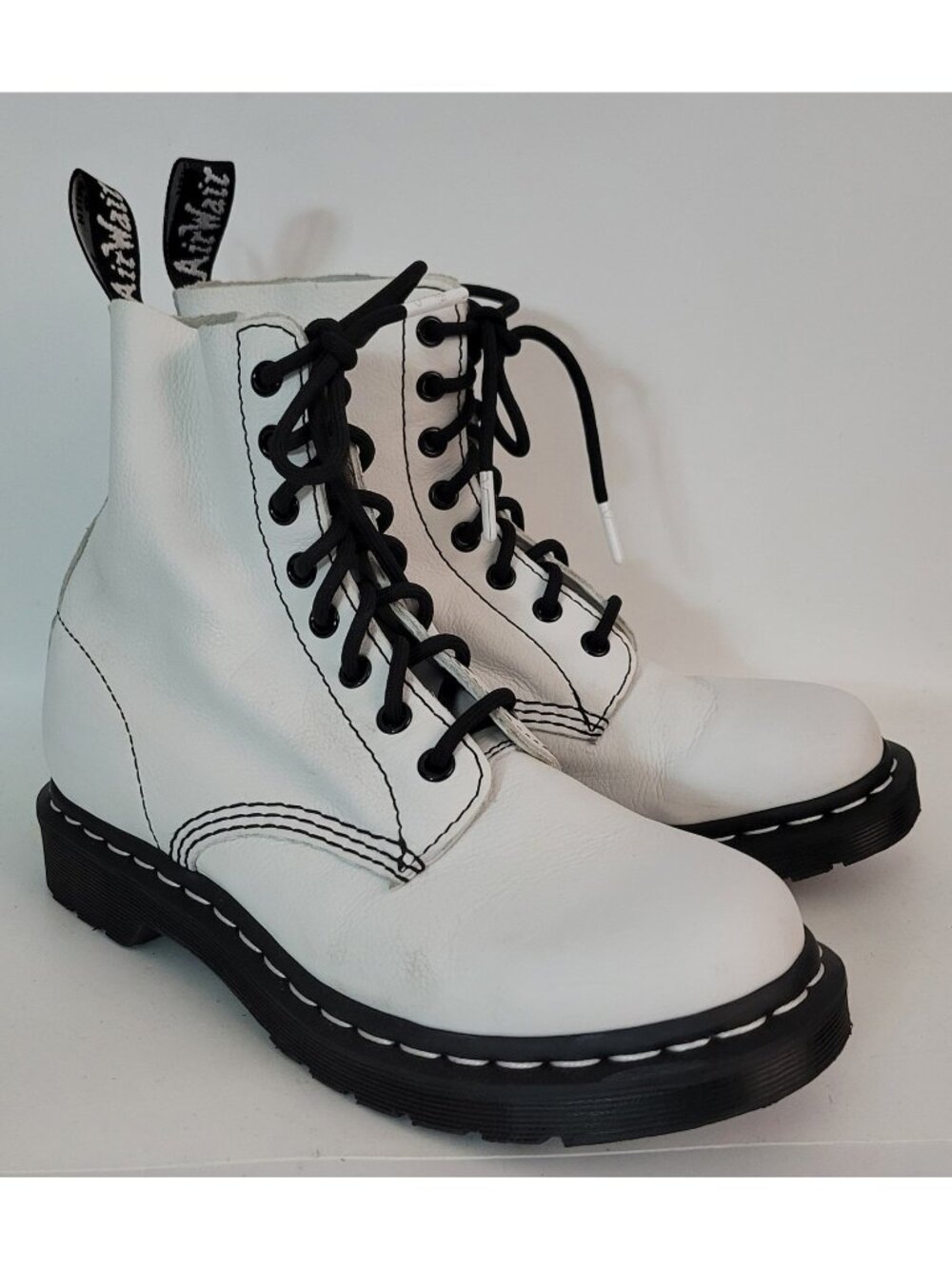 WHITE Doc Martens 1460 Soft Leather Combat Grunge Ankle Boots UK 5 US Women's 7
